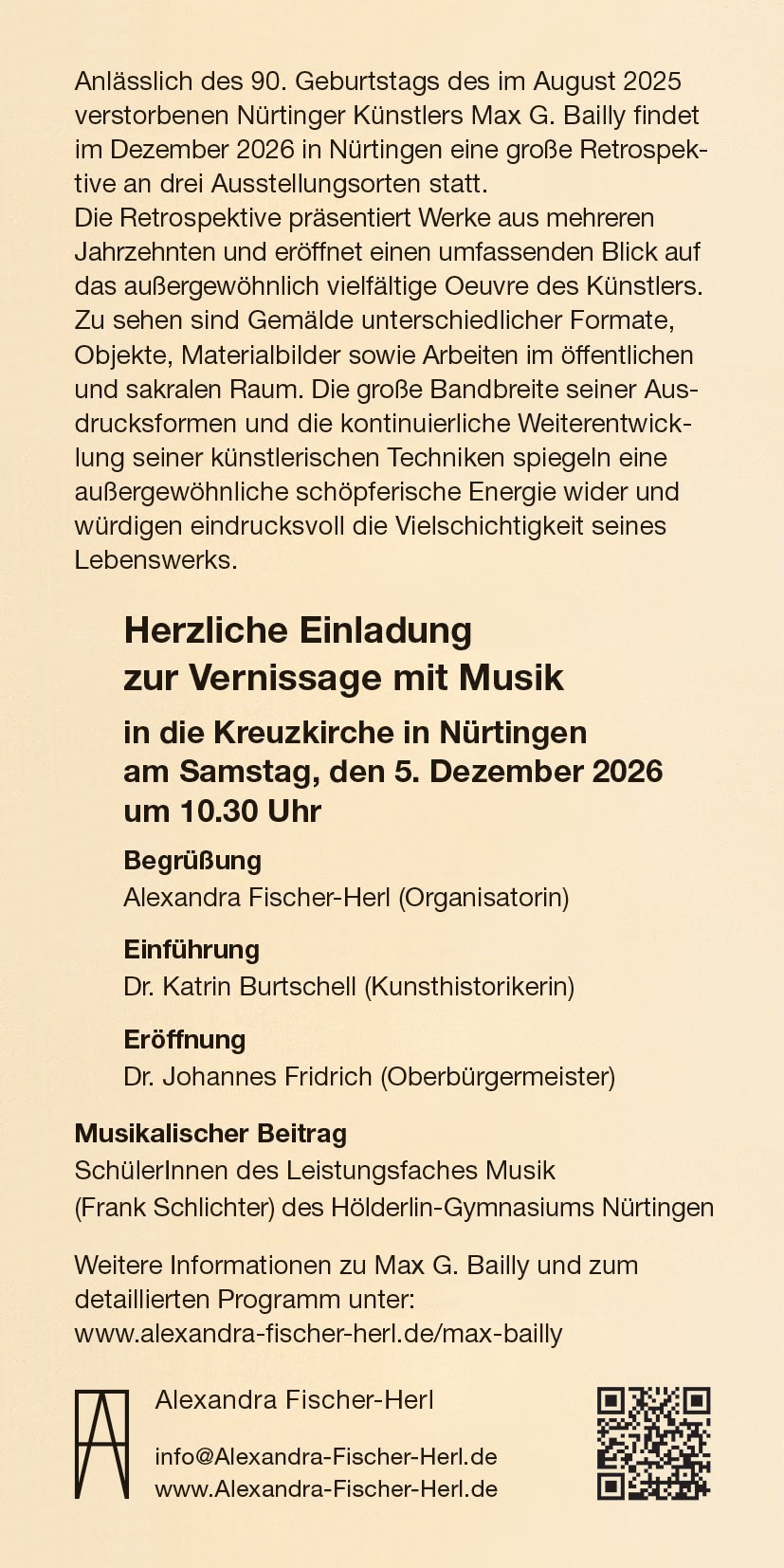Einladung Retrospektive Max G Bailly